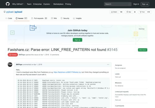 
                            7. Fastshare.cz: Parse error: LINK_FREE_PATTERN not found · Issue ...