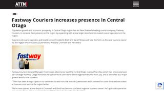 
                            10. Fastway Couriers increases presence in Central Otago - Attn Marketing