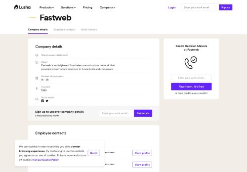 
                            12. Fastweb - Email Address Format & Contact Phone Number - Lusha