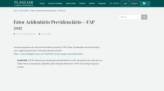 
                            9. Fator Acidentário Previdenciário - FAP 2017 - Planejar Cursos
