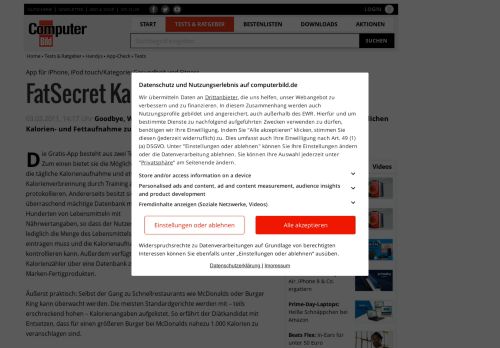 
                            13. FatSecret Kalorienzähler - Computer Bild