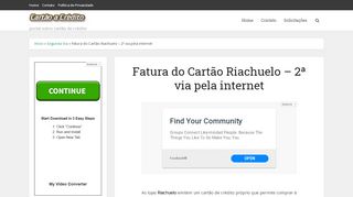 
                            9. Fatura do Cartão Riachuelo – 2ª via pela internet - Cartão a Crédito