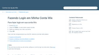 
                            2. Fazendo Login em Minha Conta Wix | Central de Ajuda | Wix.com