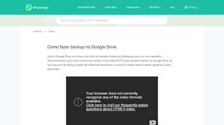 
                            8. Fazendo o backup usando Google Drive - WhatsApp FAQ