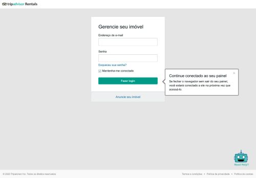 
                            3. Fazer login - TripAdvisor Rentals
