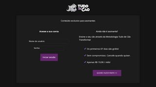 
                            1. Fazer login | Tudo de Cão Transforma