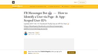 
                            12. FB Messenger Bot ? — How to Identify a User ... - Chatbots Magazine