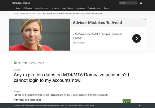 
                            7. FBS – Any expiration dates on MT4/MT5 Demo/live accounts? I cannot ...