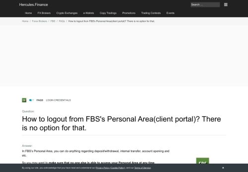 
                            11. FBS – How to logout from FBS's Personal Area(client portal)? There is ...