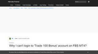 
                            4. FBS – Why I can't login to 'Trade 100 Bonus' account on FBS MT4 ...