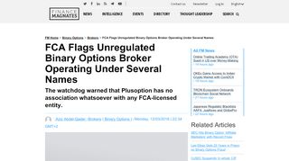 
                            6. FCA Flags Unregulated Binary Options Broker Operating ...