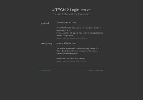 
                            4. fcawitech Status - wiTECH 2 Login Issues