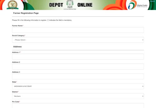 
                            11. FCI Depot Online System - Farmer Registration Page