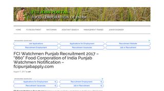 
                            7. FCI Punjab Watchman Recruitment 2017 - Apply Online 