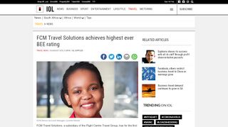 
                            9. FCM Travel Solutions achieves highest ever BEE rating | IOL Travel