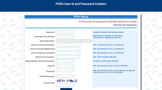 
                            7. FCRA User Id and Password Creation
