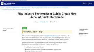 
                            6. FDA Industry Systems User Guide: Create New Account Quick Start ...