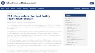 
                            11. FDA offers webinar for food facility registration renewals