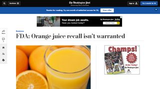 
                            6. FDA: Orange juice recall isn't warranted - The Washington Post