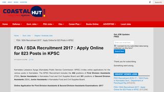 
                            11. FDA / SDA Recruitment 2017 : Apply Online for 823 Posts in KPSC ...