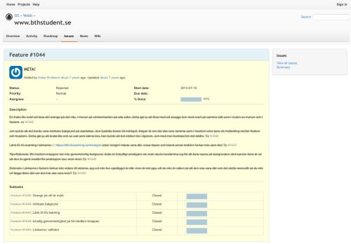 
                            12. Feature #1044: META! - www.bthstudent.se - SIS Redmine