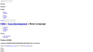 
                            7. Feature #1646: implement BASE64-ENCODE/BASE64-DECODE built ...
