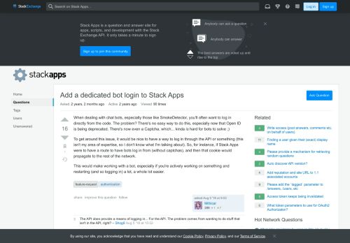 
                            3. feature request - Add a dedicated bot login to Stack Apps