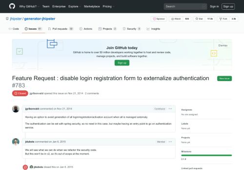 
                            3. Feature Request : disable login registration form to externalize ...