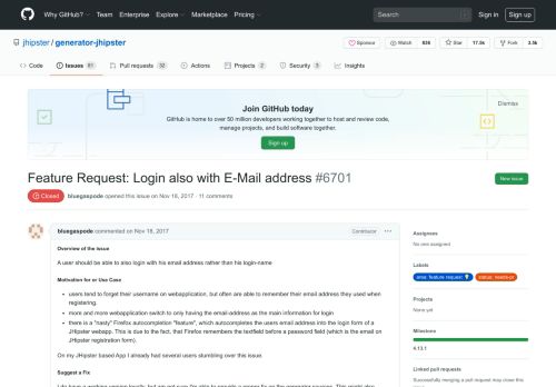 
                            13. Feature Request: Login also with E-Mail address · Issue #6701 ...