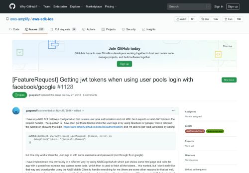 
                            8. [FeatureRequest] Getting jwt tokens when using user pools login with ...