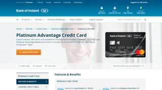 
                            3. Features & Benefits - Platinum Credit Card - Bank of Ireland