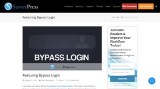 
                            12. Featuring Bypass Login • ServerPress, LLC.