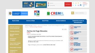 
                            5. Fechas de Pago - Caja de Retiro de las FF.MM. - CREMIL