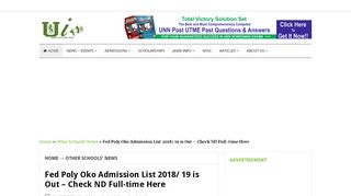 
                            13. Fed Poly Oko Admission List 2018/ 19 is Out - Check ND Full-time Here