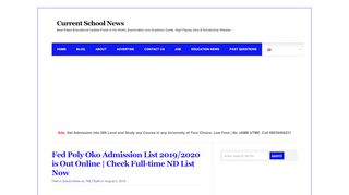 
                            11. Fed Poly Oko Admission List 2018/2019 is Out Online : Current School ...