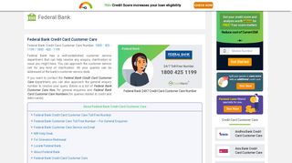 
                            3. Federal Bank Credit Card Customer Care Number: 24x7 - ...