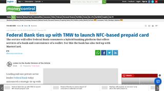 
                            12. Federal Bank ties up with TMW to launch NFC-based prepaid card ...
