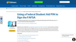 
                            4. Federal Student Aid PIN for Signing the FAFSA | Edvisors