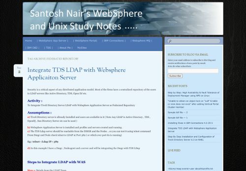 
                            9. federated repository | Santosh Nair's WebSphere And Unix Study Notes