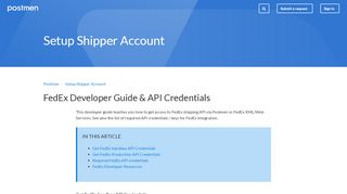 
                            3. FedEx Developer Guide & API Credentials – Postmen