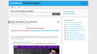 
                            12. FedEx Developer Key & Password : Shiptheory Support