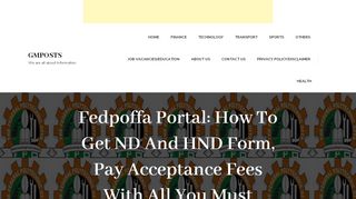 
                            11. Fedpoffa Portal: How To Get ND And HND Form, Pay Acceptance ...