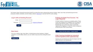 
                            12. FedVTE Online Training Portal Login Page