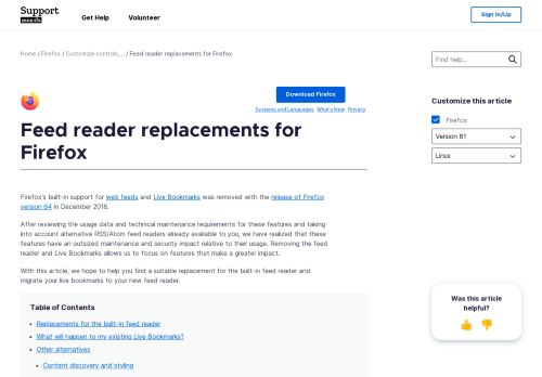 
                            6. Feed reader replacements for Firefox | Firefox Help - Mozilla Support