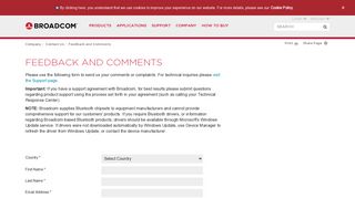 
                            9. Feedback and Comments - Broadcom