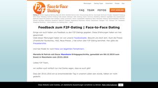 
                            2. Feedback zum F2F-Dating | Face-to-Face Dating