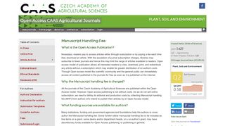 
                            9. Fees | Plant, Soil and Environment - Agricultural Journals