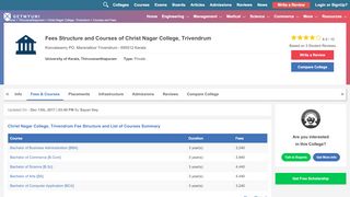 
                            6. Fees Structure and Courses of Christ Nagar College, Trivendrum 2019
