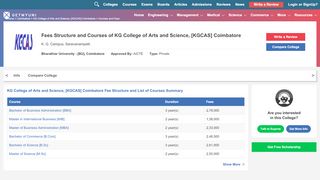 
                            12. Fees Structure and Courses of KG College of Arts and Science ...