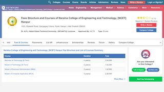 
                            10. Fees Structure and Courses of Naraina College of Engineering and ...